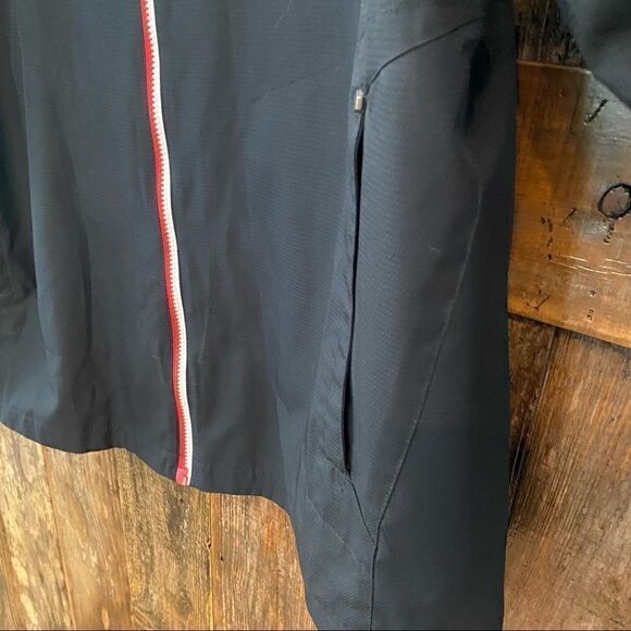 RBK Sz L Black Red Chicago Indian Logo Blackhawks Hockey Windbreaker Jacket - Picture 7 of 12